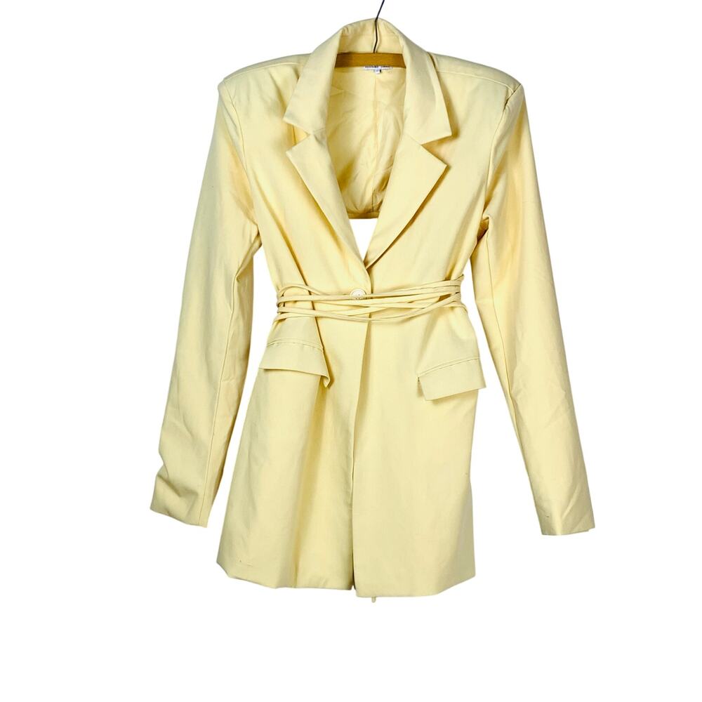 WeWoreWhat  Butter Yellow Cut Out Blazer S Trendy Statement - Picture 3 of 11